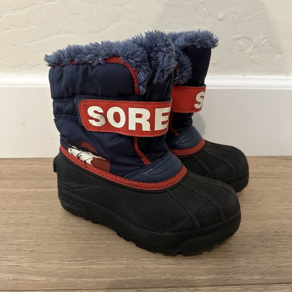 Sorel Commander Blue and Red Winter Snow Boots Little Kid Size 12 Faux Fur Lined - Picture 1 of 8